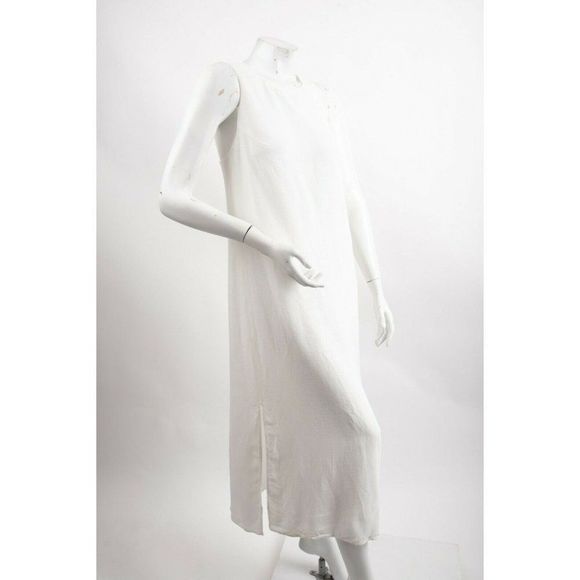 Massimo Dutti Womens Linen Dress US 4 EU 36 White Midi Sleeveless 6622/226 NWT - Picture 7 of 8